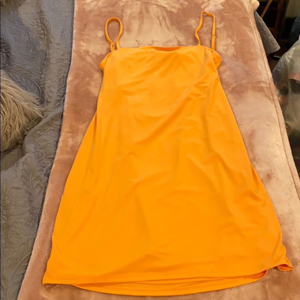 Express Open back orange dress